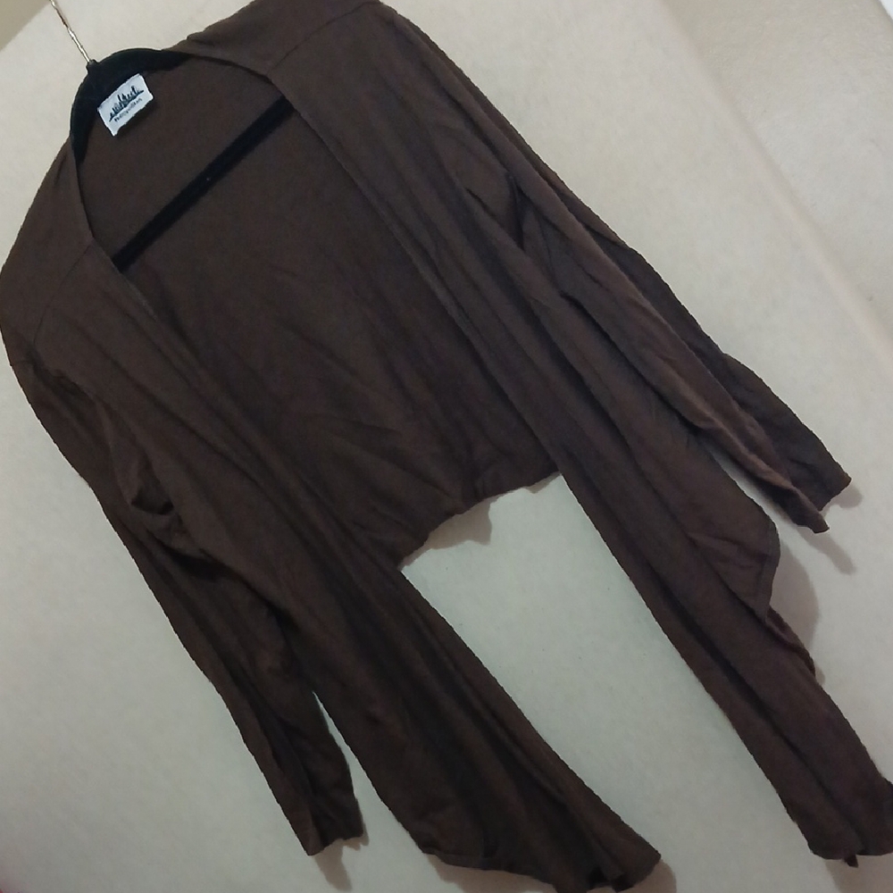 Brown Open Front Cardigan